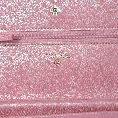 Chanel Iridescent Caviar Quilted Wallet on Chain WOC Rose Pink 7 of 10