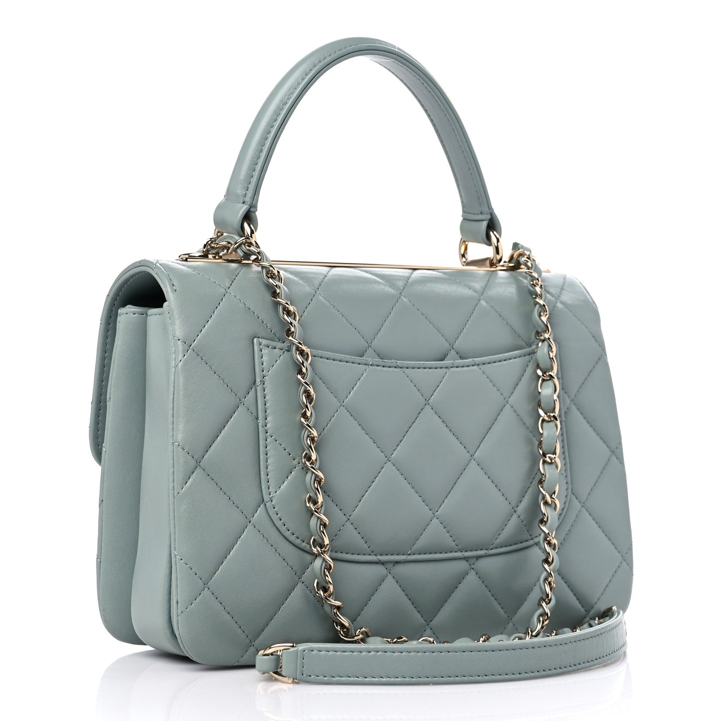 Lambskin Quilted Small Trendy CC Dual Handle Flap Bag Grey