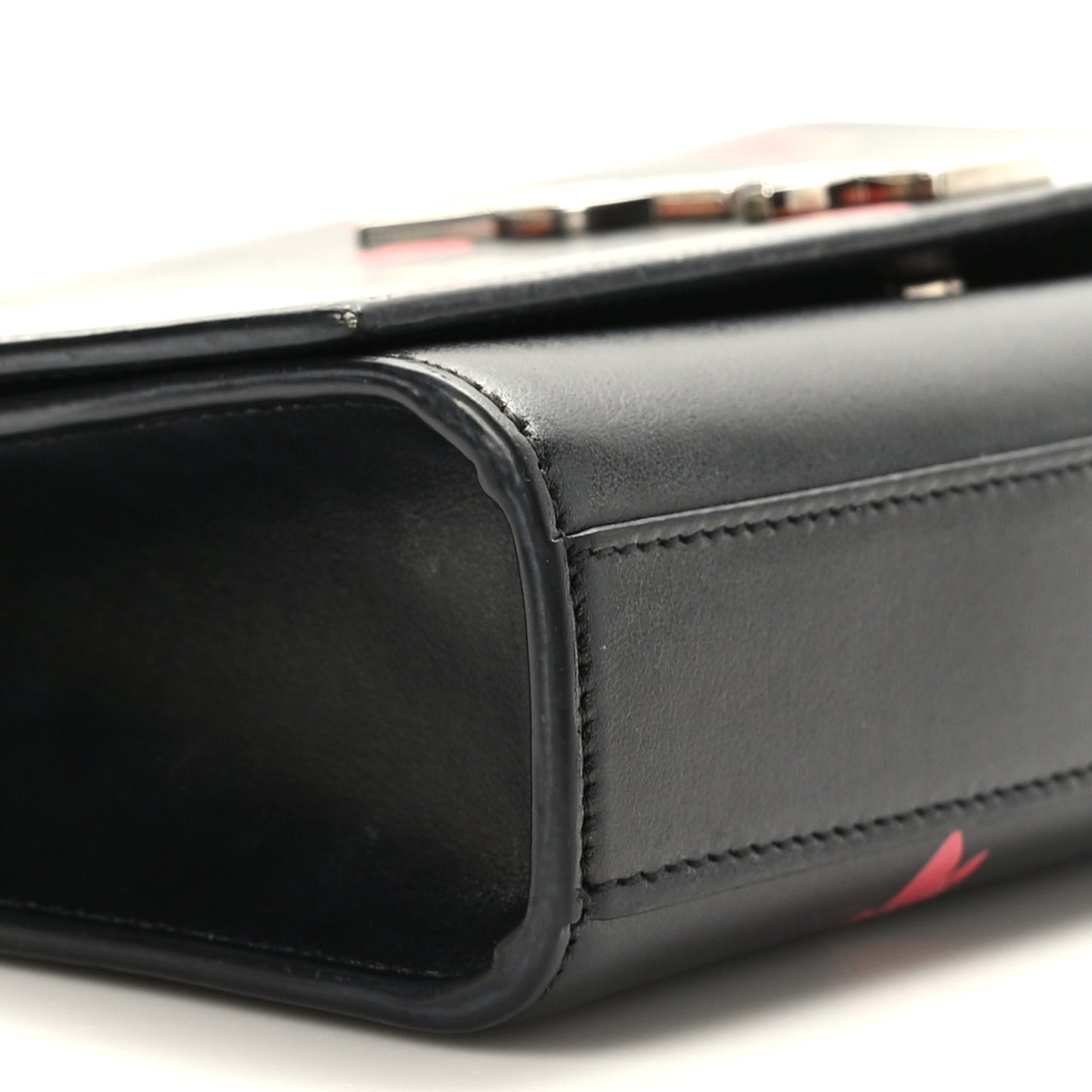 Calfskin Medium Heart Bolts Monogram Kate Satchel Black