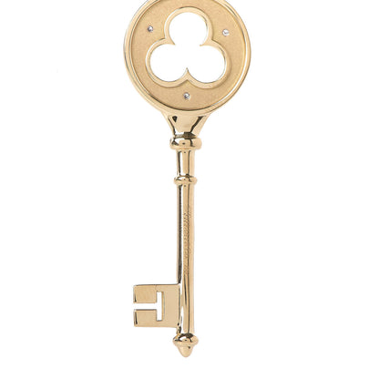 Tiffany 18K Yellow Gold Diamond Clover Key Pendant Necklace 5 of 8