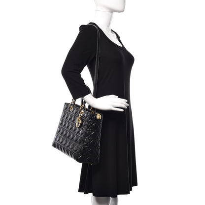 Christian Dior Lambskin Cannage Large Lady Dior Black 2 of 17