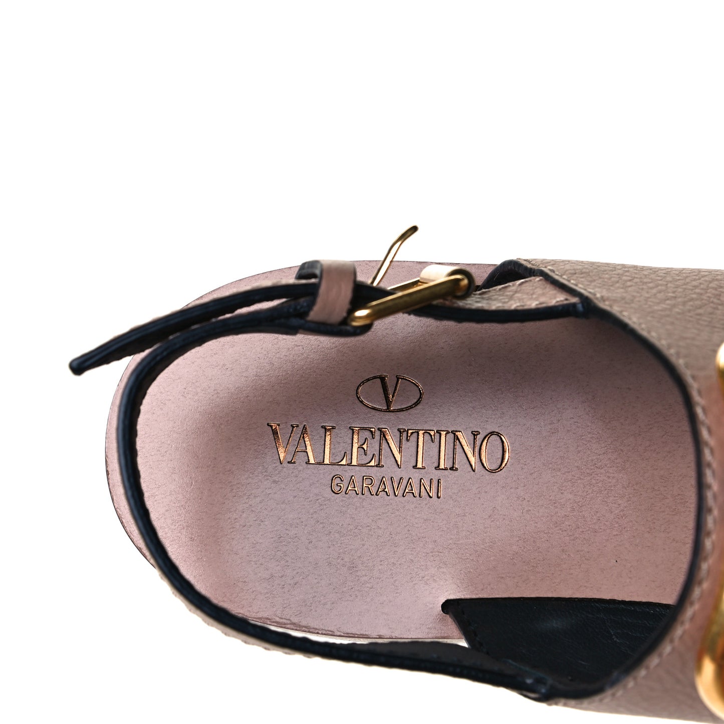 Grainy Cowhide Vlogo Slingback Flat Thong Sandals 37.5 Rose Cannelle