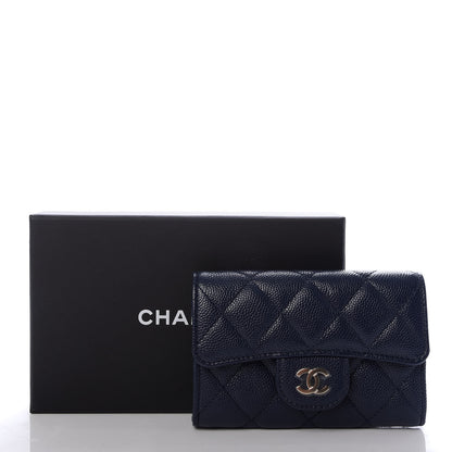 Chanel Caviar Quilted Flap Card Holder Wallet Navy Blue 9 of 9