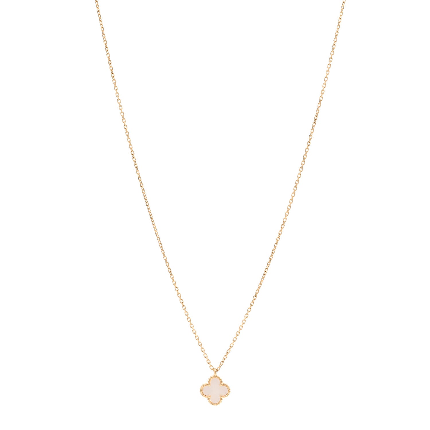 Van Cleef & Arpels 18K Yellow Gold Mother of Pearl Sweet Alhambra Pendant Necklace 1 of 5