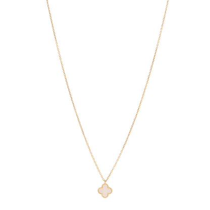 Van Cleef & Arpels 18K Yellow Gold Mother of Pearl Sweet Alhambra Pendant Necklace 1 of 5