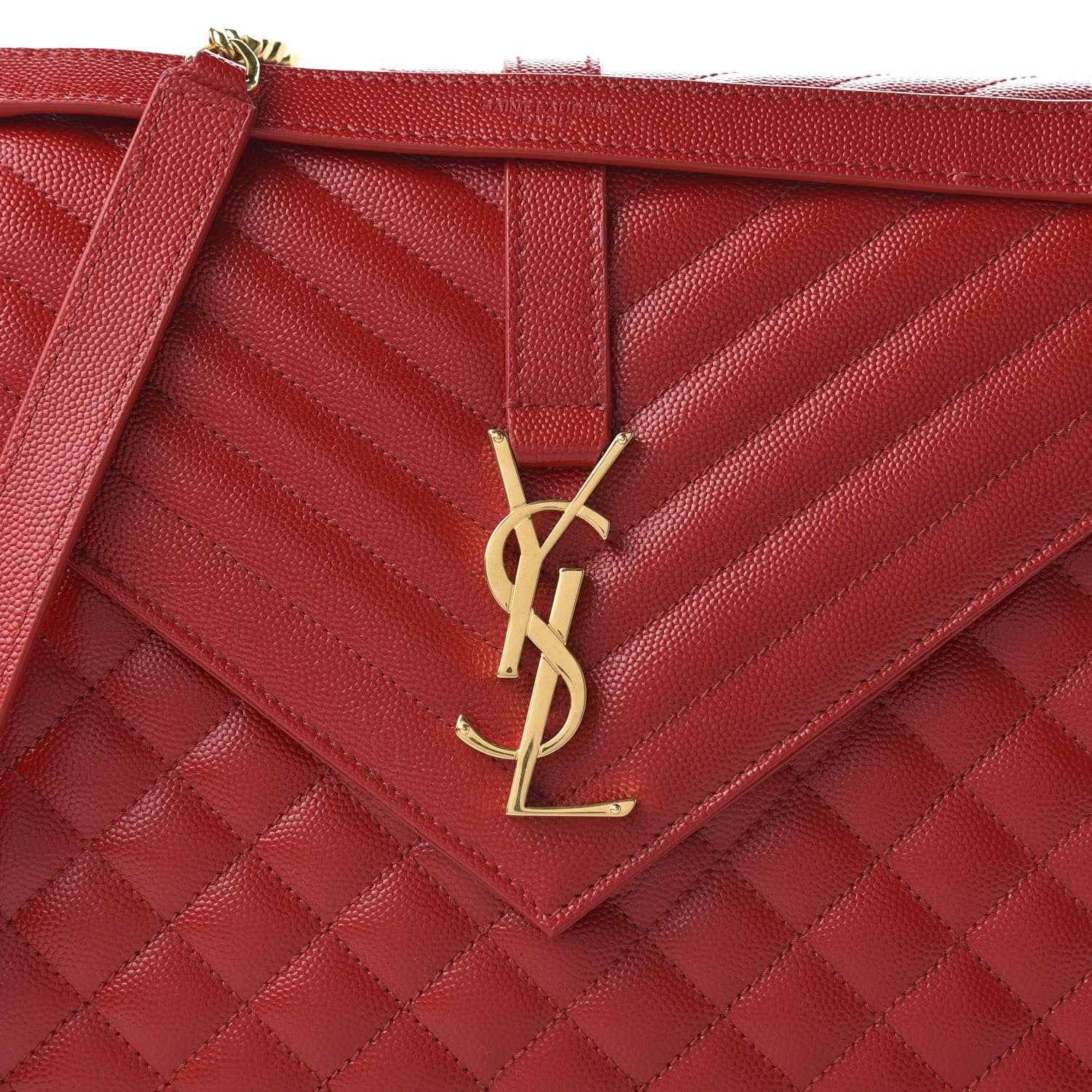 Saint Laurent Grain De Poudre Mixed Matelasse Large Triquilt Monogram Satchel New Red 9 of 9