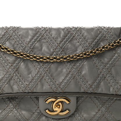 Chanel Calfskin Stitch Triptych Flap Grey 7 of 9