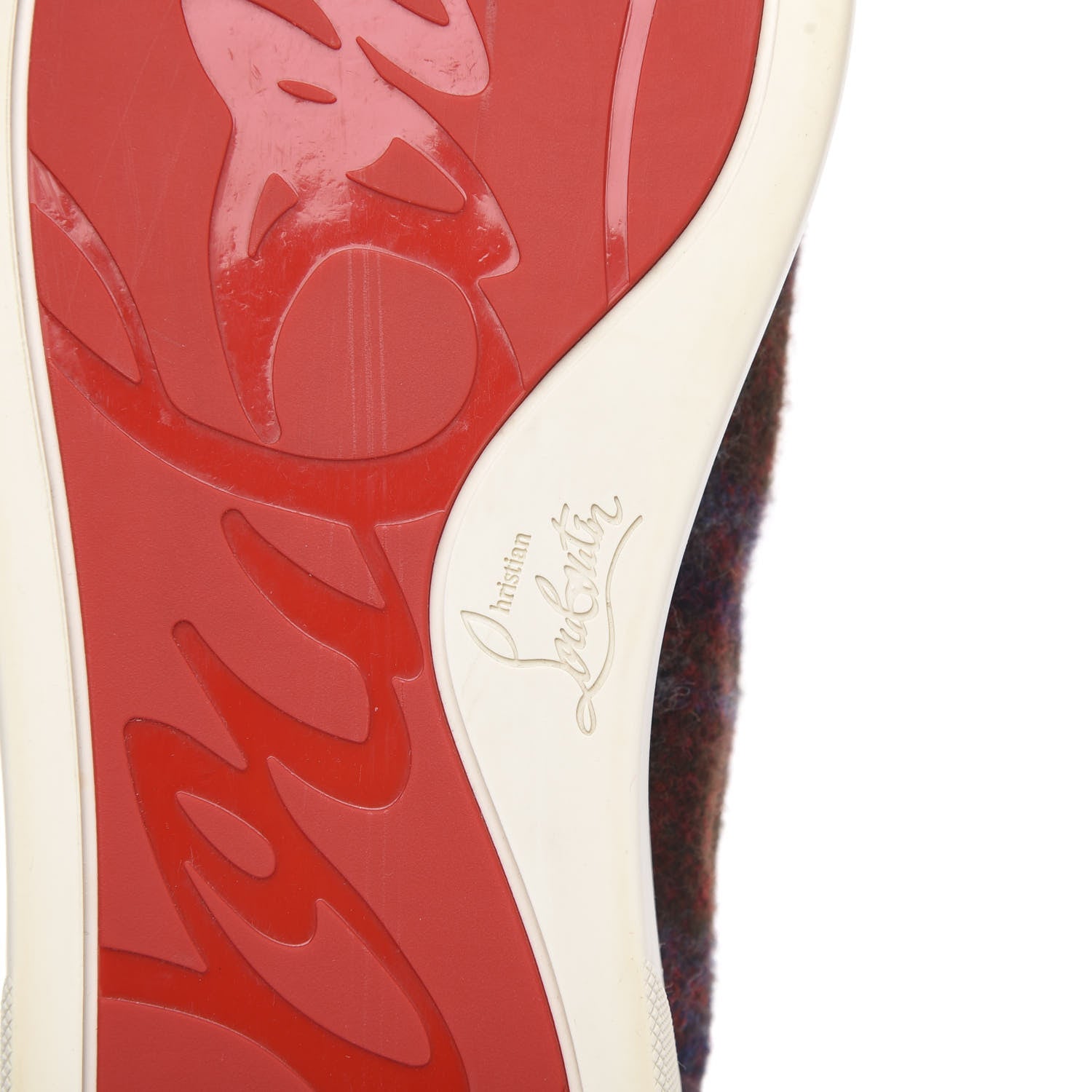 Christian Louboutin Calfskin Wool Snowflake Veau Velours Mens Lulu Flat Sneakers 45.5 Expresso Merlot 10 of 11