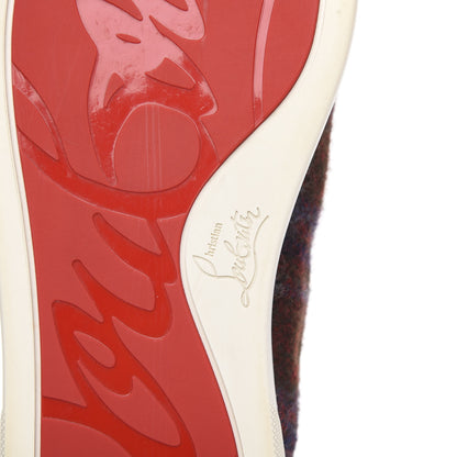 Christian Louboutin Calfskin Wool Snowflake Veau Velours Mens Lulu Flat Sneakers 45.5 Expresso Merlot 10 of 11