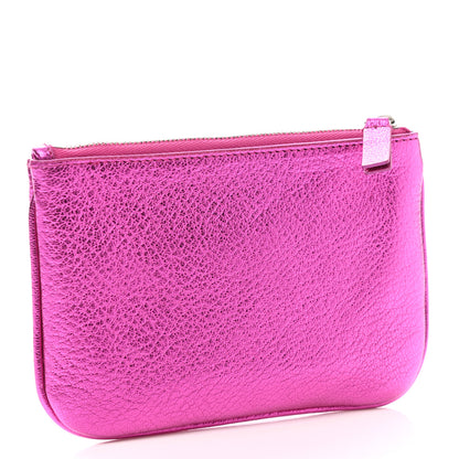Balenciaga Metallic Goatskin Logo XS Ville Pouch Rose Fuchsia Black 3 of 7