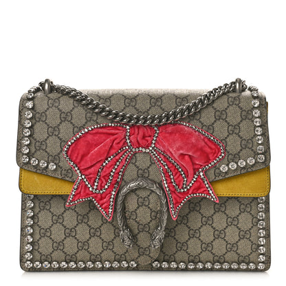 Gucci GG Supreme Monogram Crystal Bow Embroidered Medium Dionysus Shoulder Bag Yellow 1 of 15