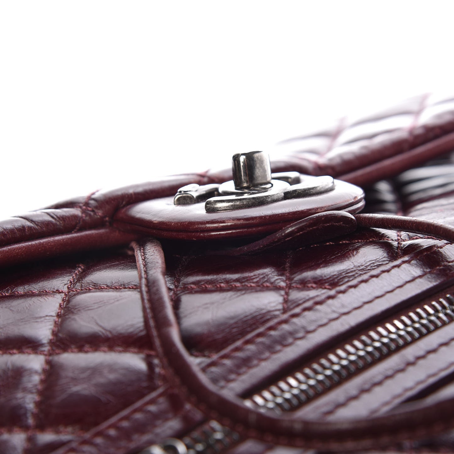 Glazed Calfskin Quilted Large Salzburg Backpack Burgundy