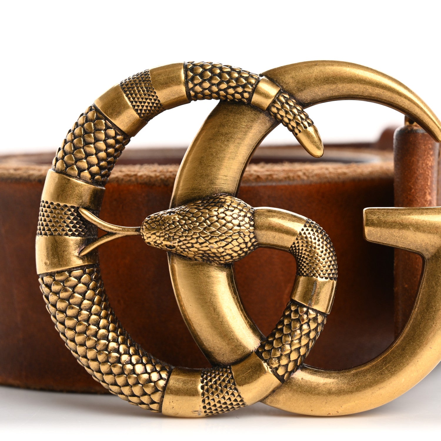 Gucci Faded Calfskin Snake Double G 40mm Belt 105 42 Cuir 3 of 9