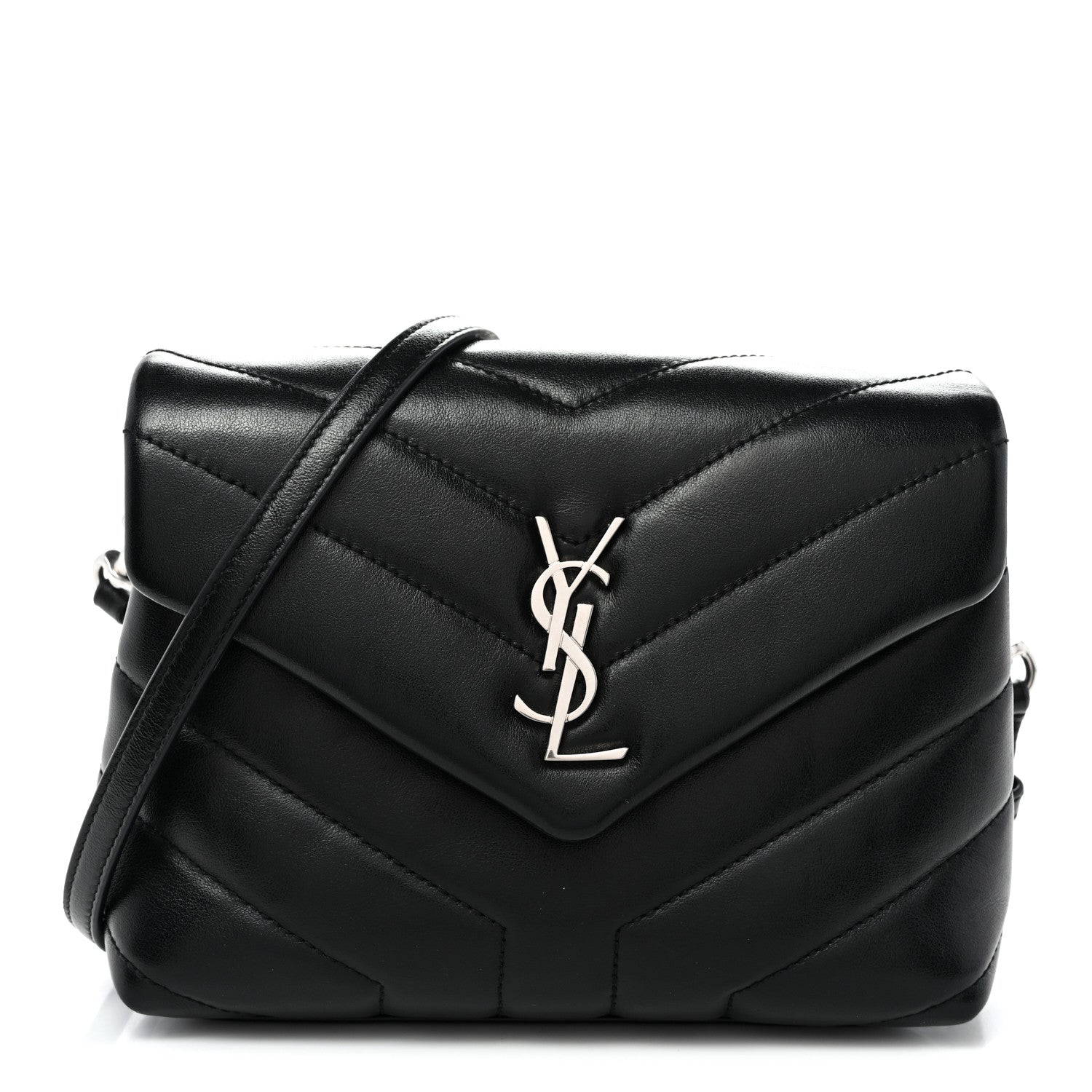 Saint Laurent Calfskin Y Quilted Monogram Toy Loulou Crossbody Bag Black 1 of 9