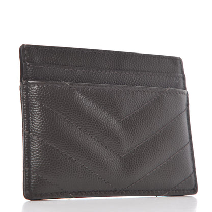 Saint Laurent Grain De Poudre Matelasse Chevron Monogram Card Case Coal 3 of 8