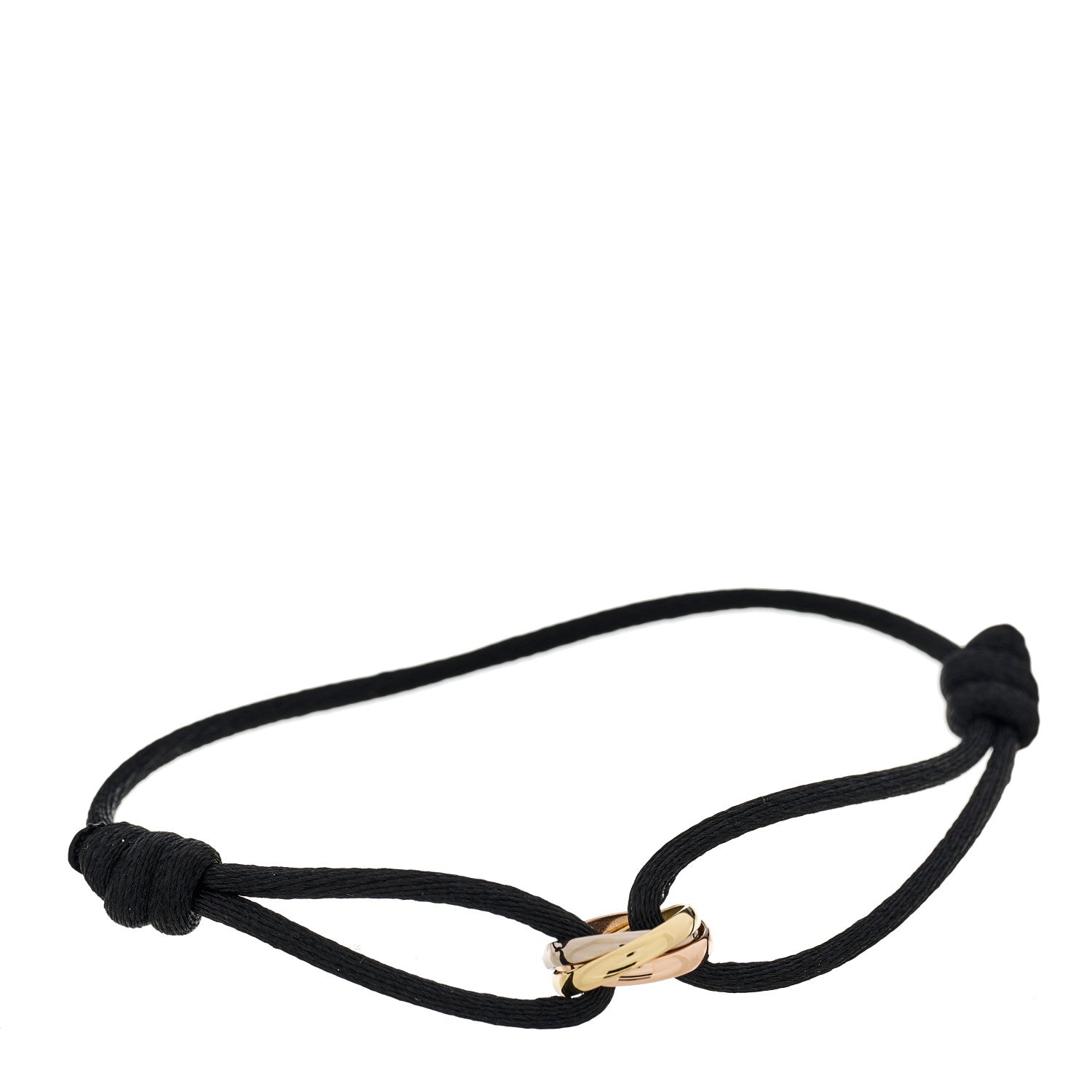 Cartier 18K Pink Yellow White Gold Trinity Adjustable Cord Bracelet Black 1 of 8