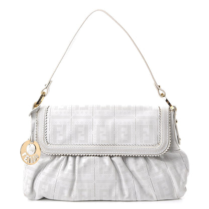 Fendi Calfskin Perforated Small Chef Shoulder Bag White 1 of 7