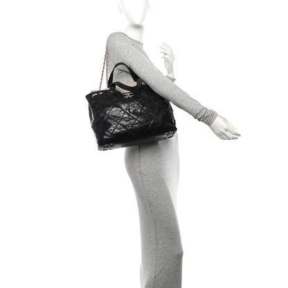 Chanel Glazed Calfskin Quilted Portobello Tote Black Beige 2 of 14