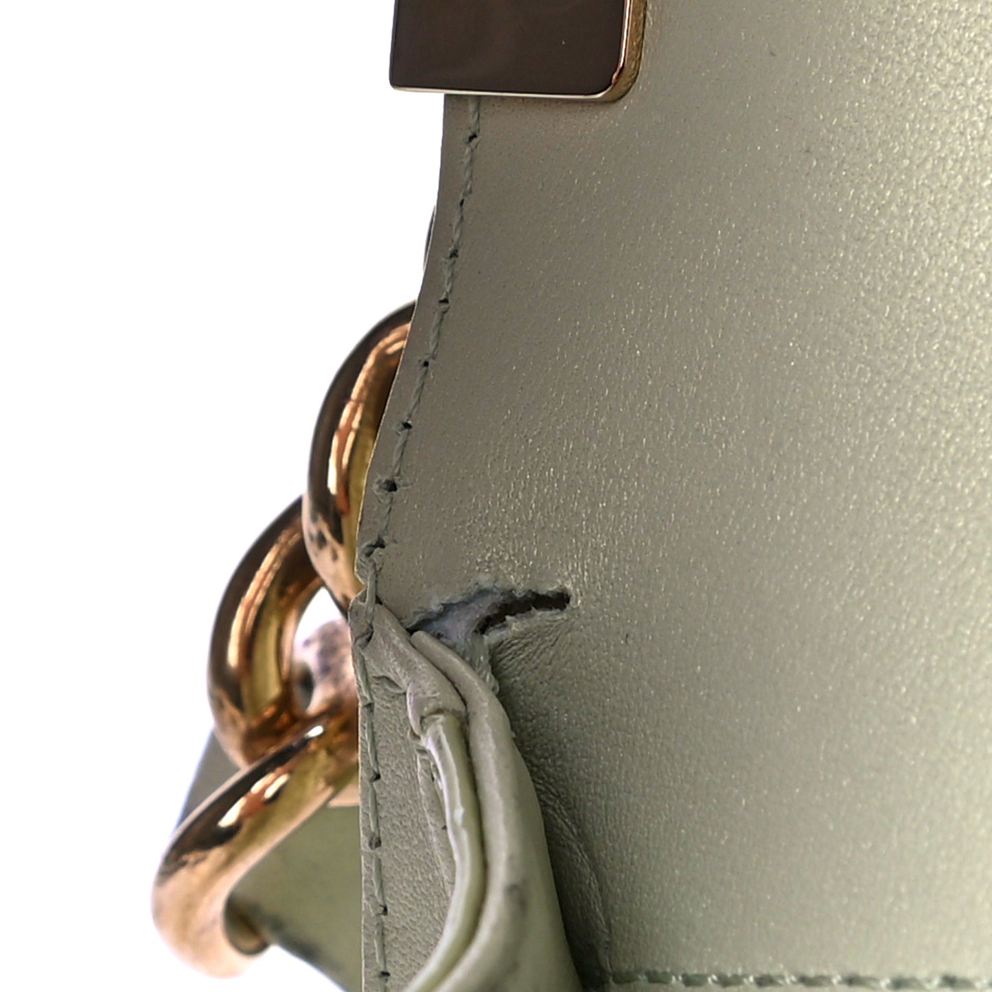 Patent Calfskin Quilted Medium Boy Flap Light Green