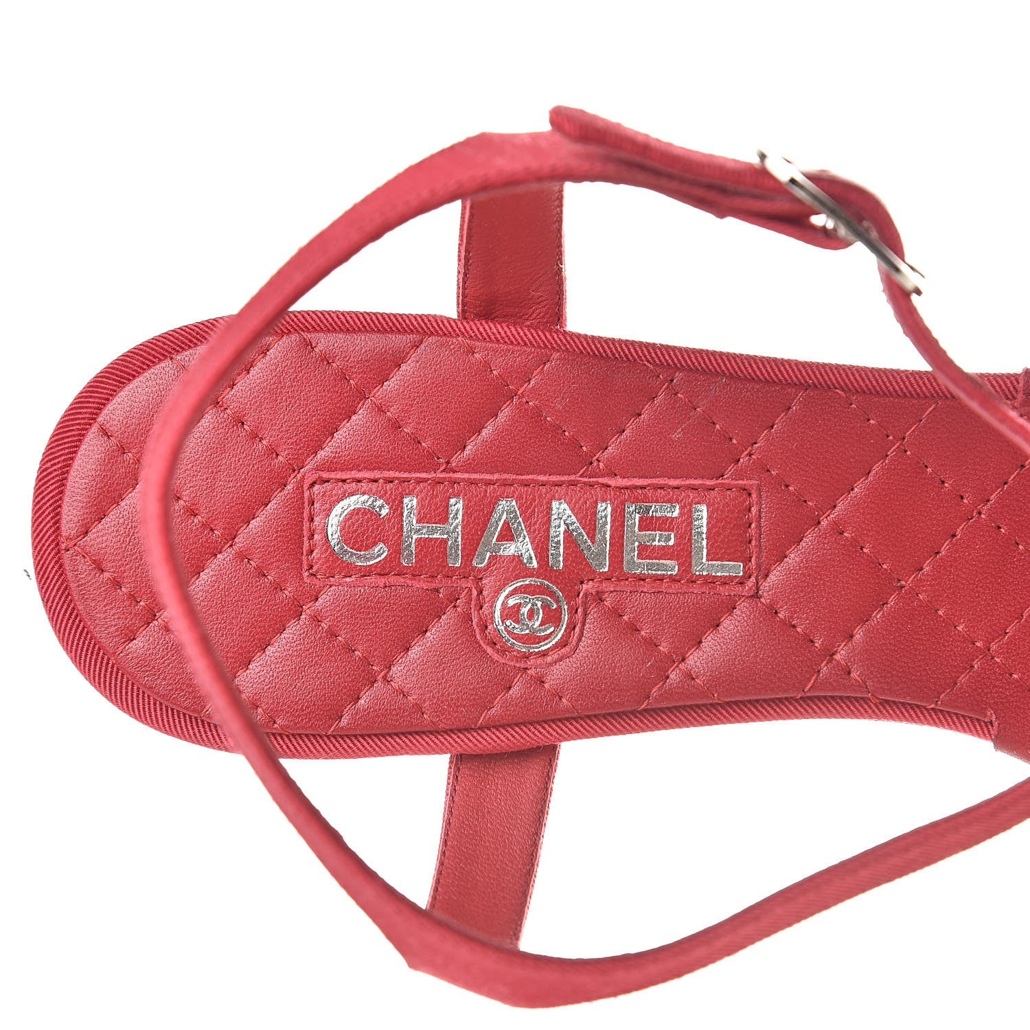 Chanel Grosgrain Lambskin Chain CC Thong Sandals 39.5 Rouge 7 of 10