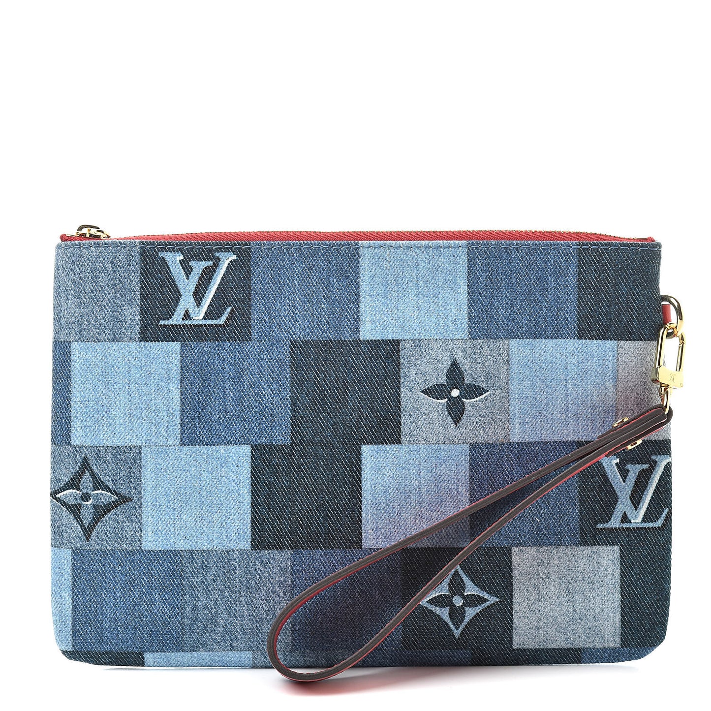 Denim Monogram Patchwork City Pouch Blue Rouge