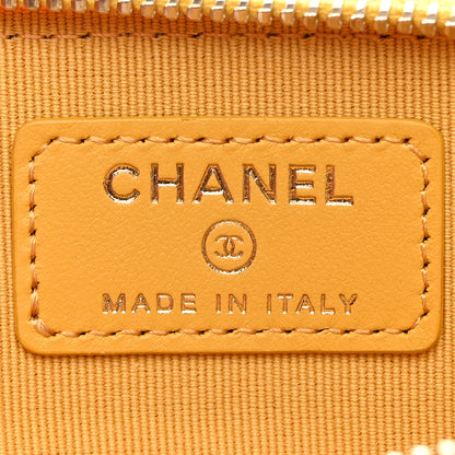 Chanel Caviar Quilted Zip Card Holder Wallet Yellow 6 of 8