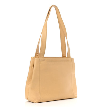 Chanel Caviar Logo Shoulder Bag Beige 3 of 15