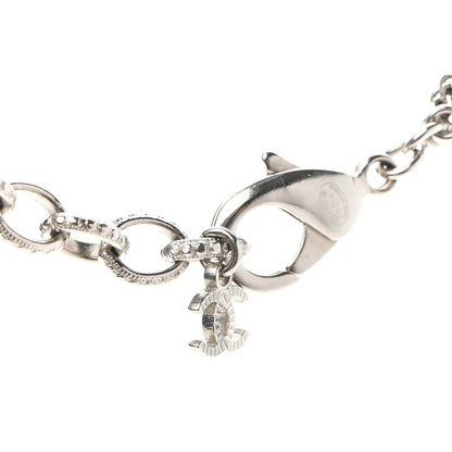 Chanel Crystal Pearl Tweed Effect Multi Strand CC Short Necklace Silver Blue Black 6 of 7