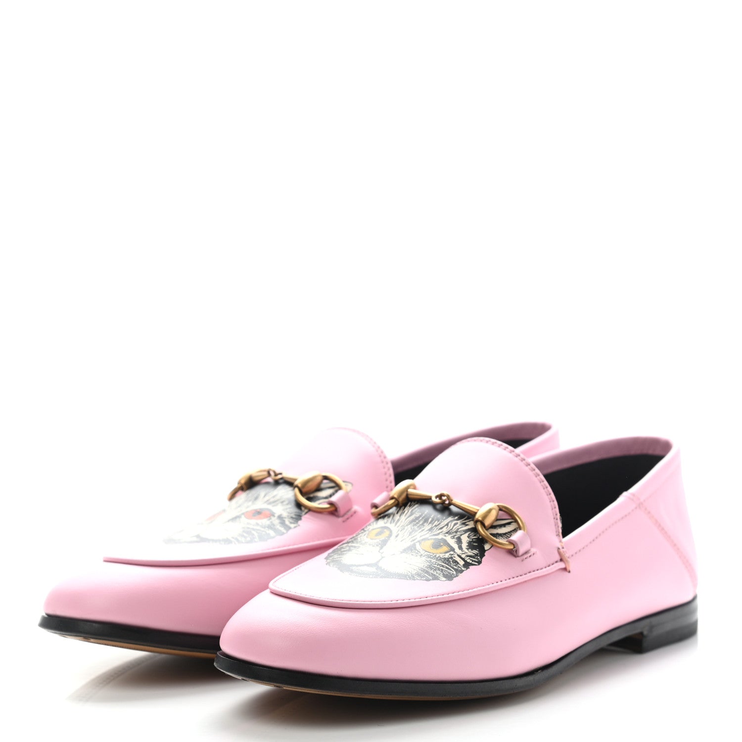 Gucci Lambskin Mystic Cat Womens Brixton Horsebit Loafers 35.5 Perfect Pink 3 of 9