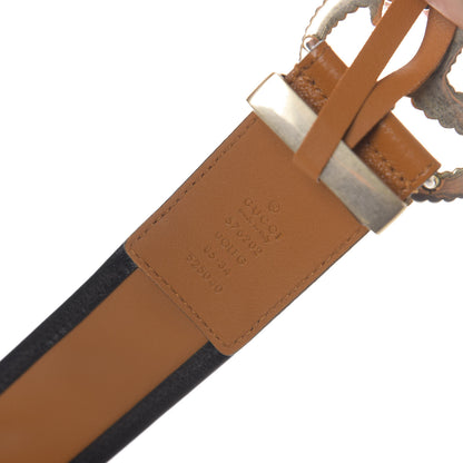 Gucci Azalea Calfskin Matelasse Diagonal Torchon Double G 40mm Belt 85 34 Cognac Black 3 of 4