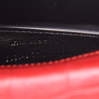 Saint Laurent Calfskin Crocodile Embossed Classic Kate Monogram Clutch Red 7 of 10