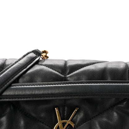 Saint Laurent Lambskin Quilted Medium Loulou Puffer Monogram Chain Satchel Black 7 of 9