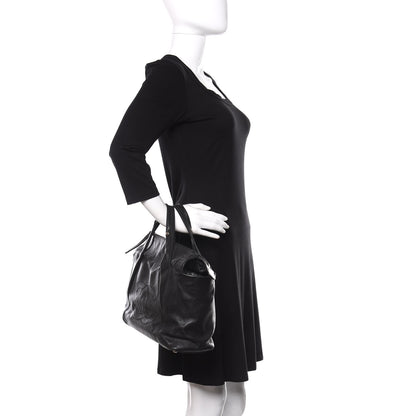 Chanel Calfskin Chevron CC All Day Long Boston Black 2 of 10