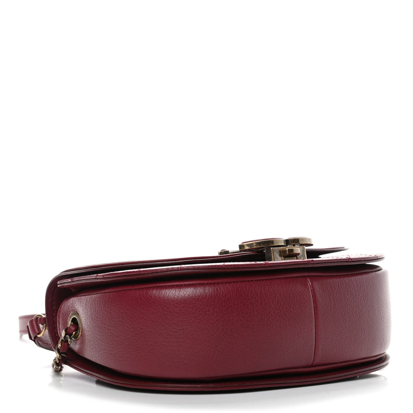 Shiny Calfskin Goatskin Quilted Small Coco Curve Messenger Flap Burgundy