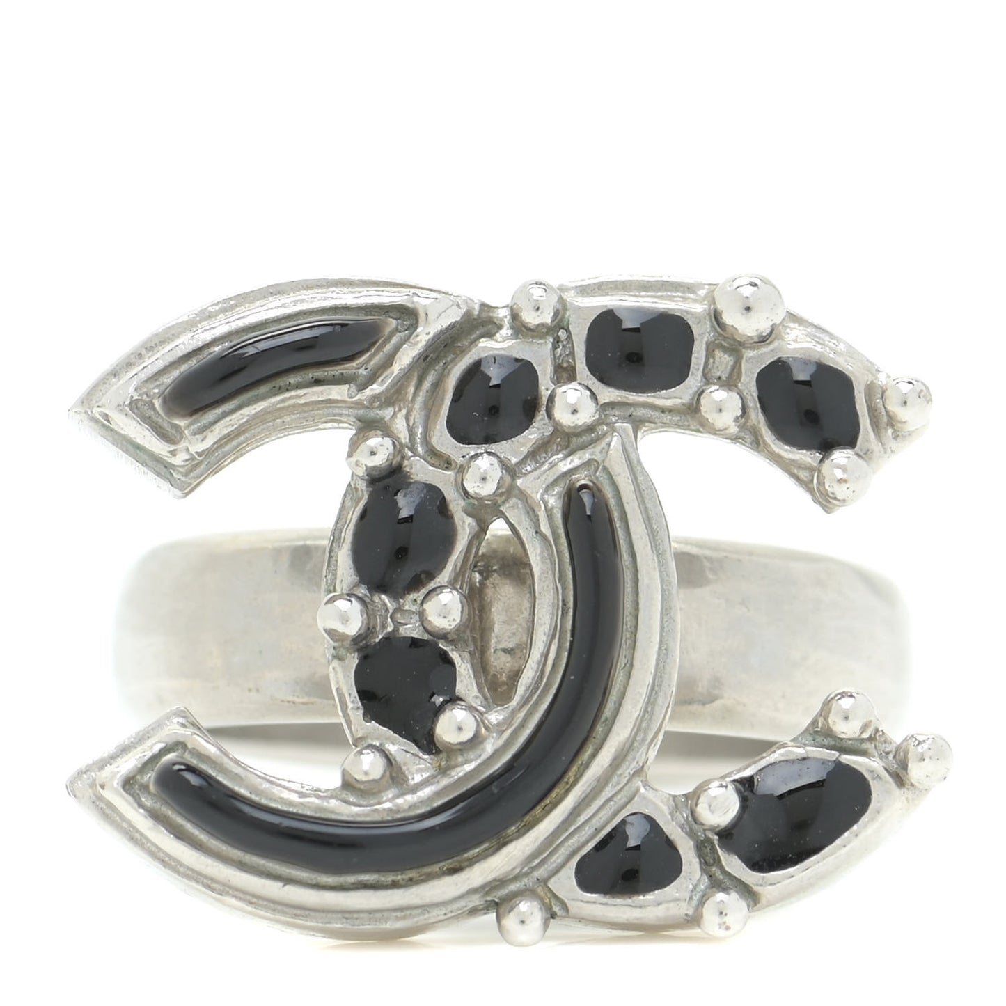 Ruthenium Enamel CC Ring 6.25 Black
