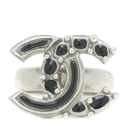 Chanel Ruthenium Enamel CC Ring 6.25 Black 1 of 3