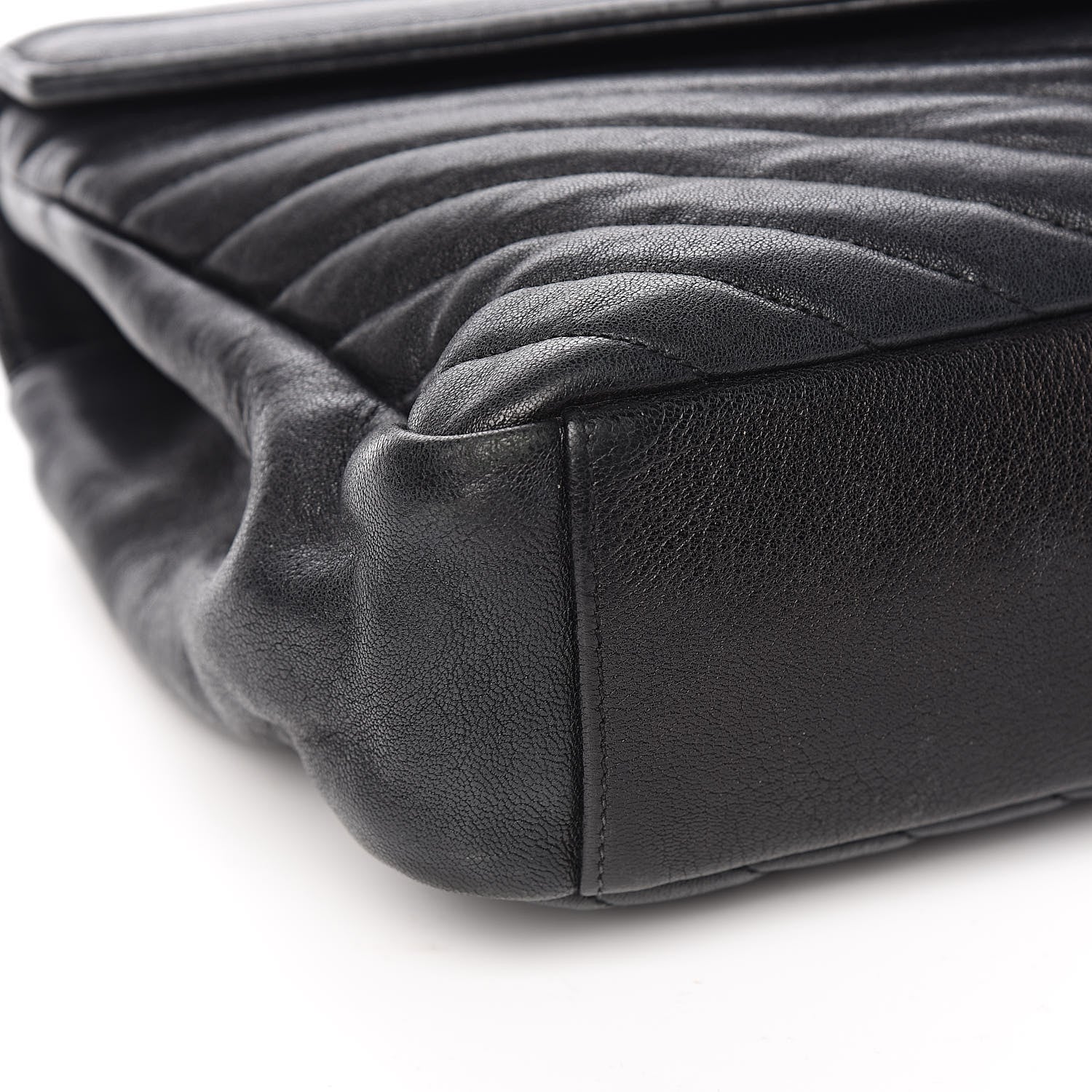 Saint Laurent Sheepskin Matelasse Chevron Monogram Large College Satchel Black 13 of 15