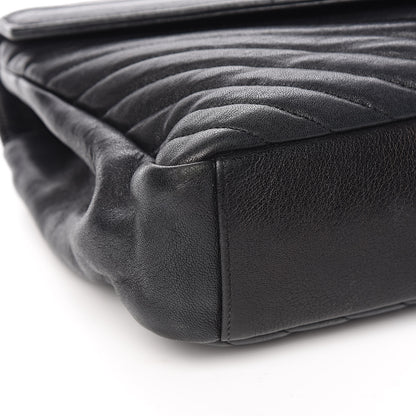 Saint Laurent Sheepskin Matelasse Chevron Monogram Large College Satchel Black 13 of 15