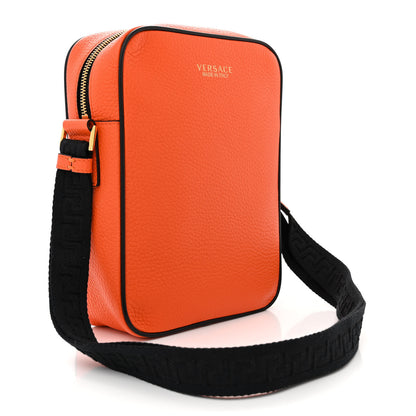 Versace Grained Calfskin Messenger Bag Orange 3 of 9