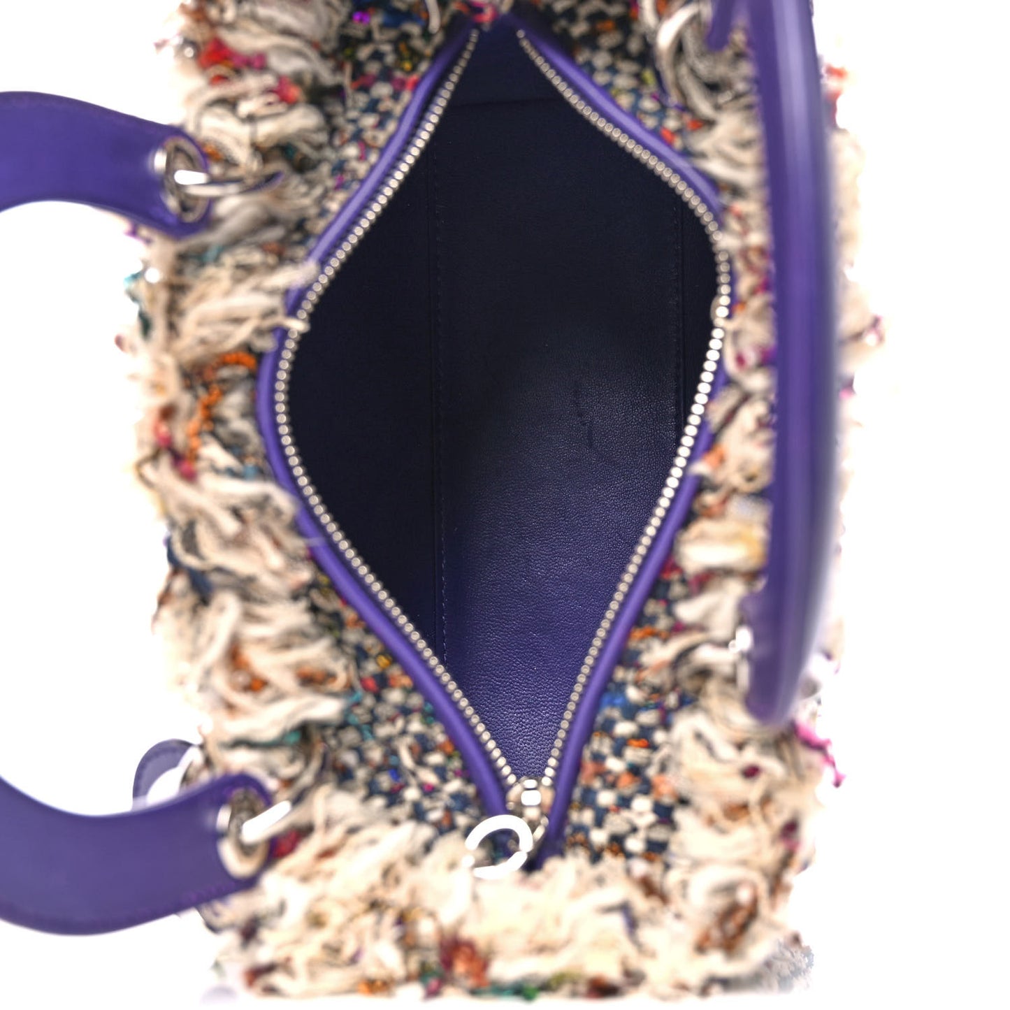 Tweed Fringe Medium Lady Dior Purple