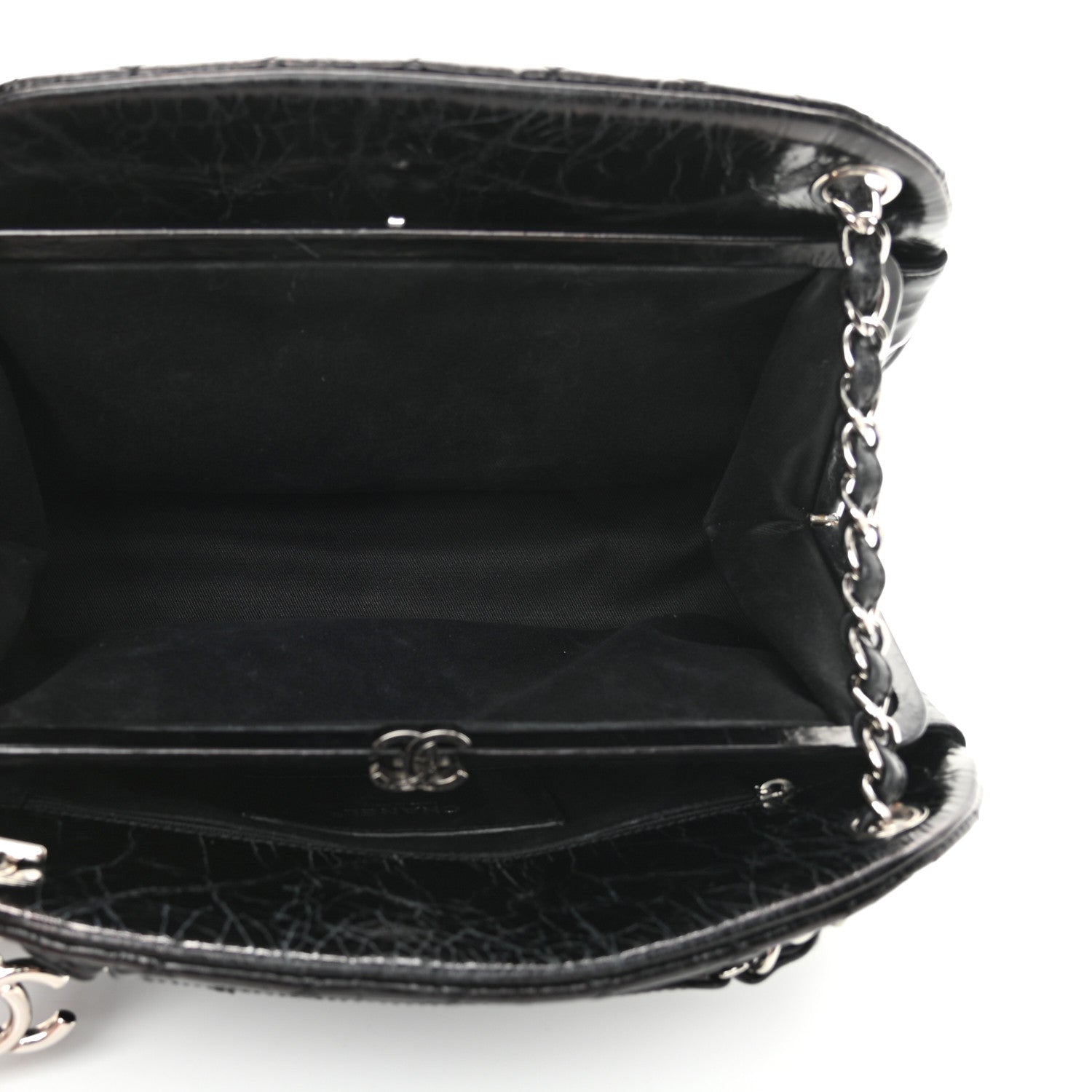 Chanel Glazed Calfskin Quilted Large Just Mademoiselle Bowling Bag Black 6 of 19