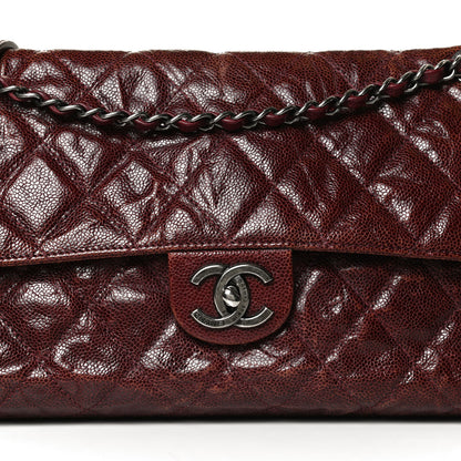 Chanel Crumpled Grained Calfskin Jumbo CC Crave Flap Burgundy 7 of 9