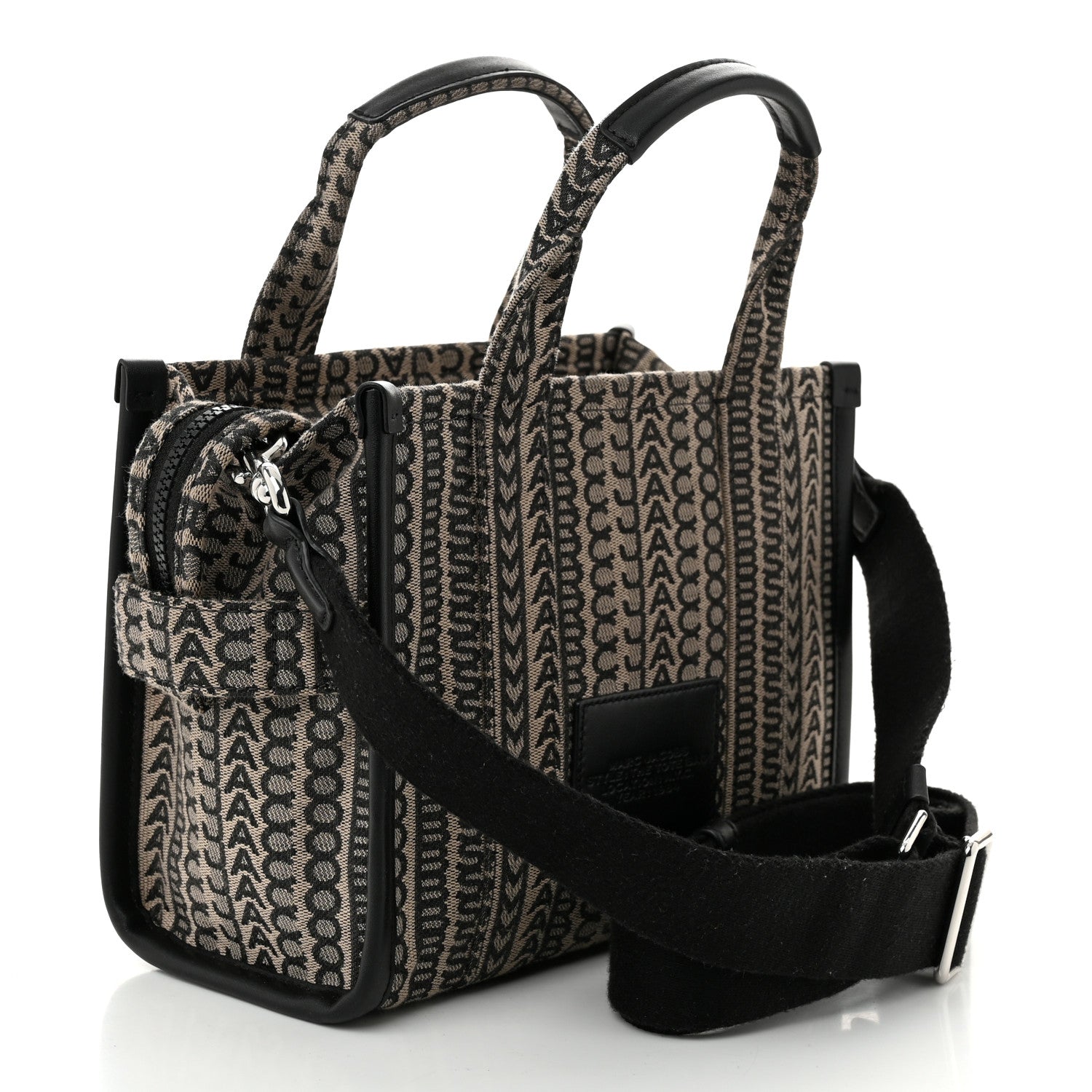 Marc Jacobs Cotton Jacquard Monogram Mini The Traveler Tote Bag Beige Multicolor 2 of 11
