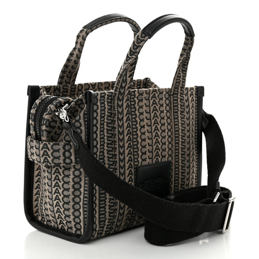 Cotton Jacquard Monogram Mini The Traveler Tote Bag Beige Multicolor