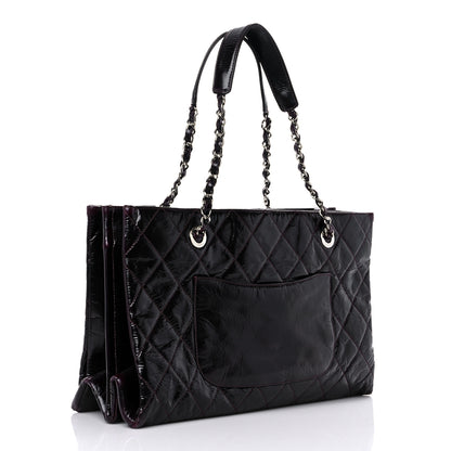 Chanel Patent Quilted Accordion Tote Burgundy 3 of 19