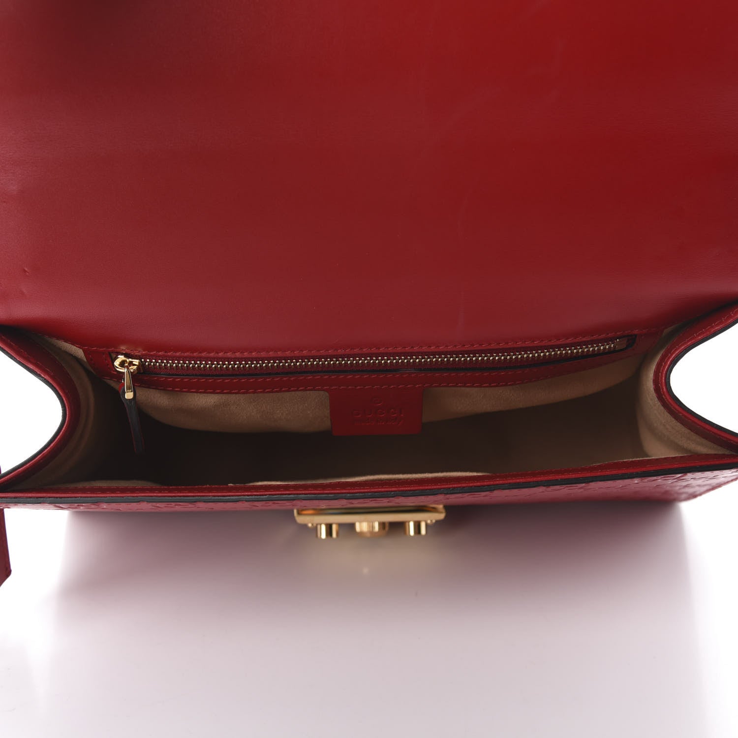 Gucci Guccissima Medium Padlock Shoulder Bag Hibiscus Red 5 of 11