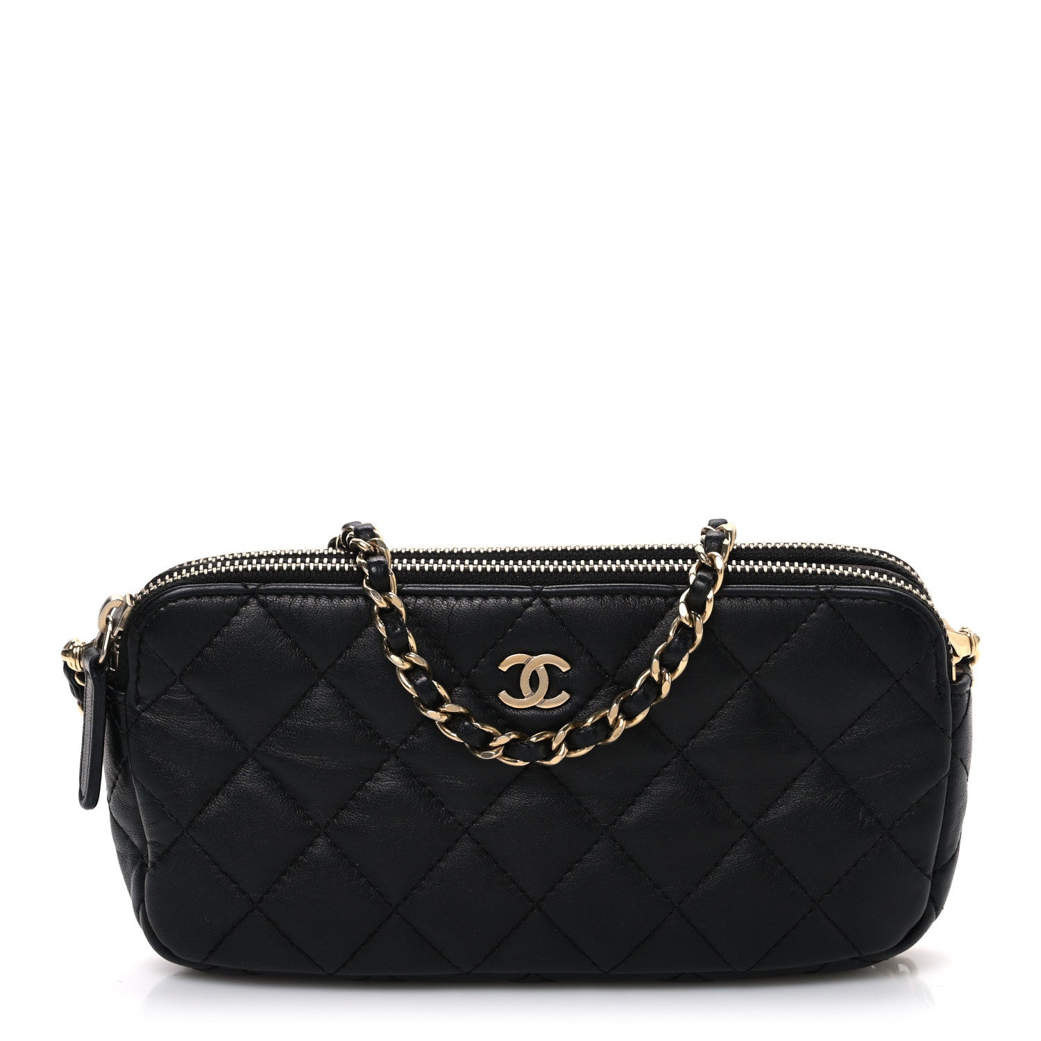 Chanel Lambskin Quilted Small Clutch With Chain  Black 1 of 11