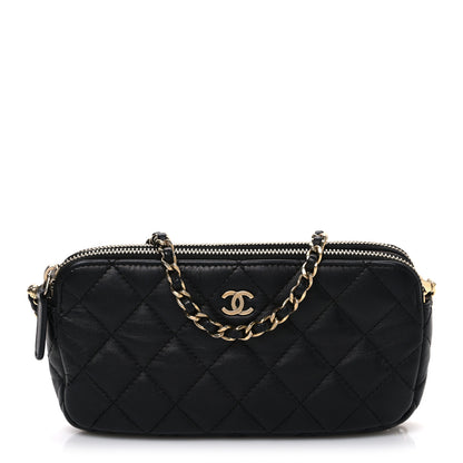 Chanel Lambskin Quilted Small Clutch With Chain  Black 1 of 11
