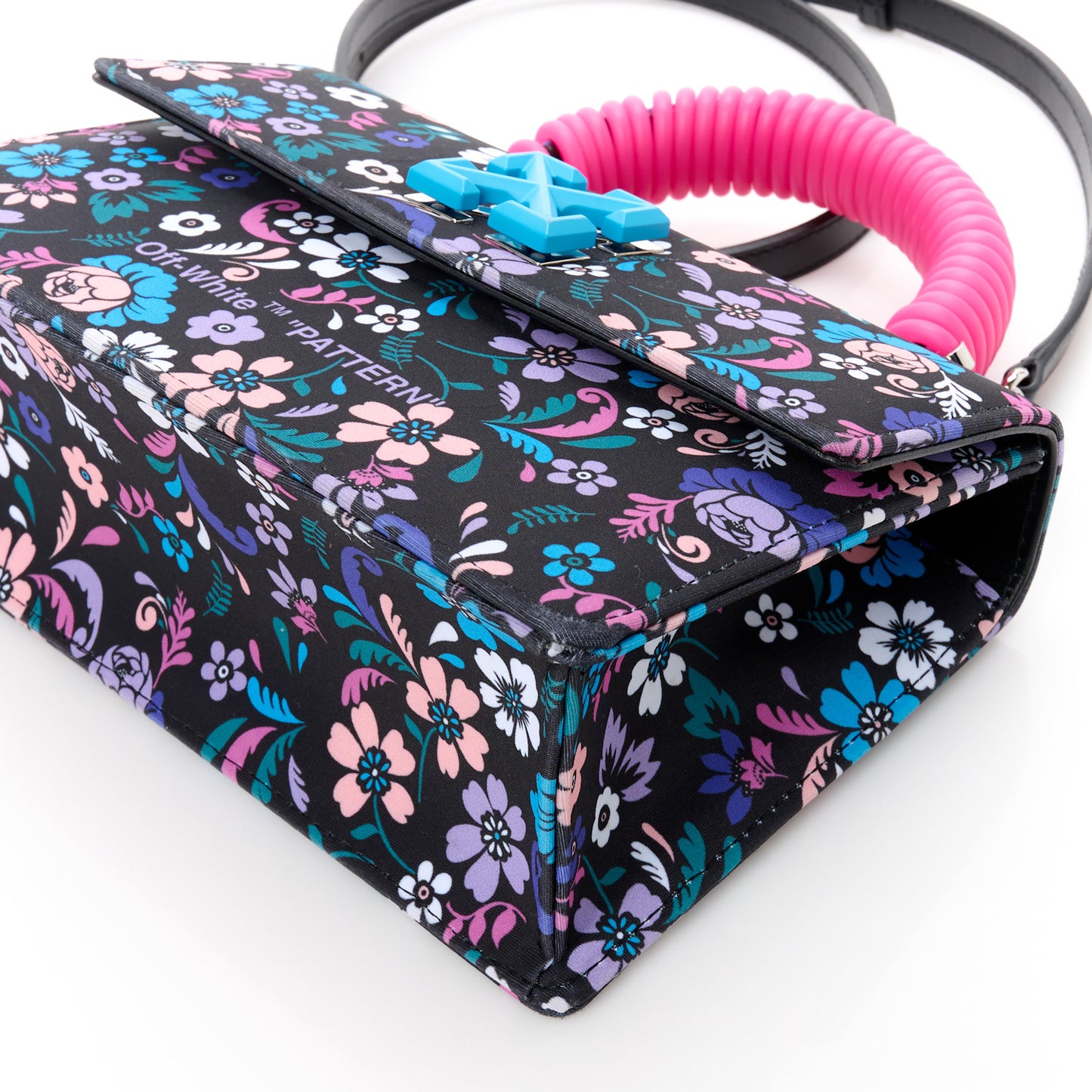 Fabric Jitney 1.4 Floral Print Top Handle Bag Black Multicolor