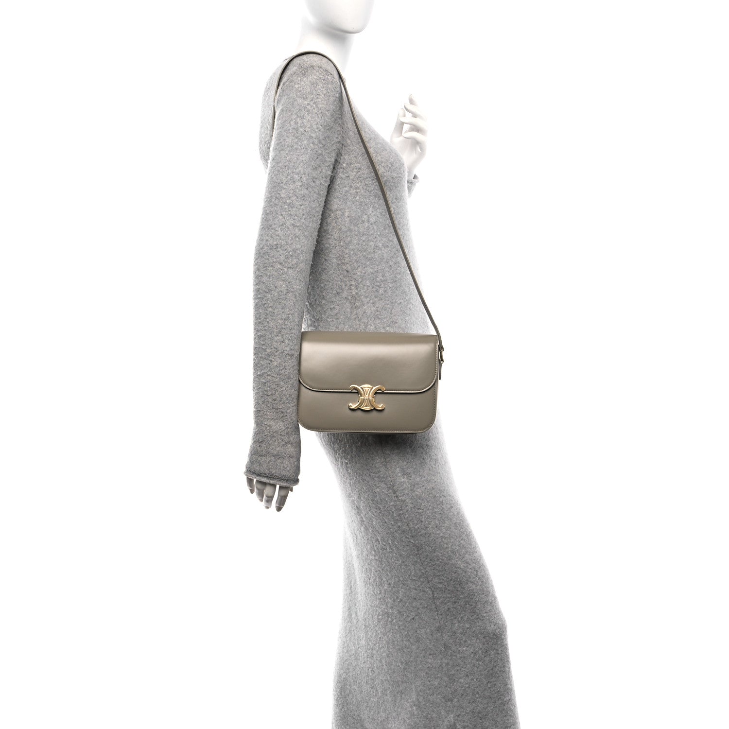 Celine Shiny Calfskin Medium Triomphe Modern Taupe 2 of 11
